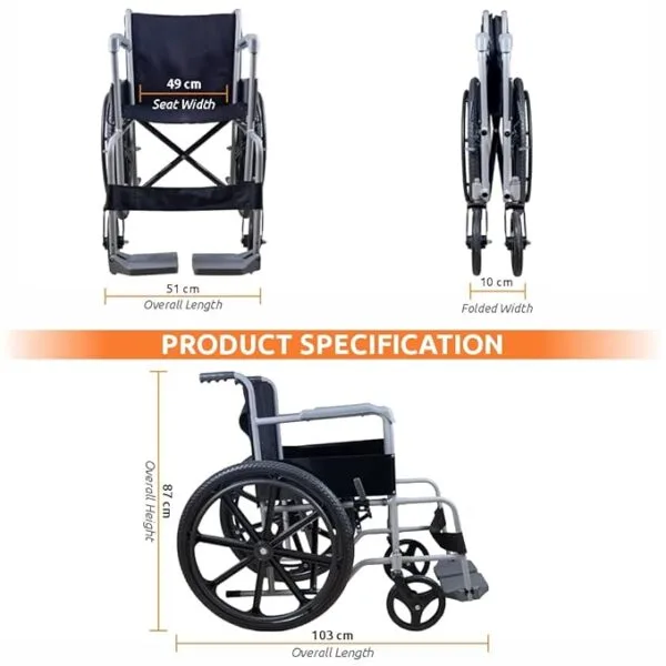 Vissco 9985 Rodeo Veer Mag Wheel Wheelchair with Fixed Handle