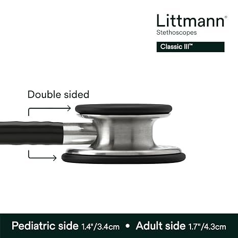 3M Littmann 5620 Classic III Monitoring Stethoscope, Black Tube, 27 inch